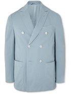 Caruso - Panarea Double-Breasted Unstructured Cotton-Blend Twill Suit Jacket - Blue