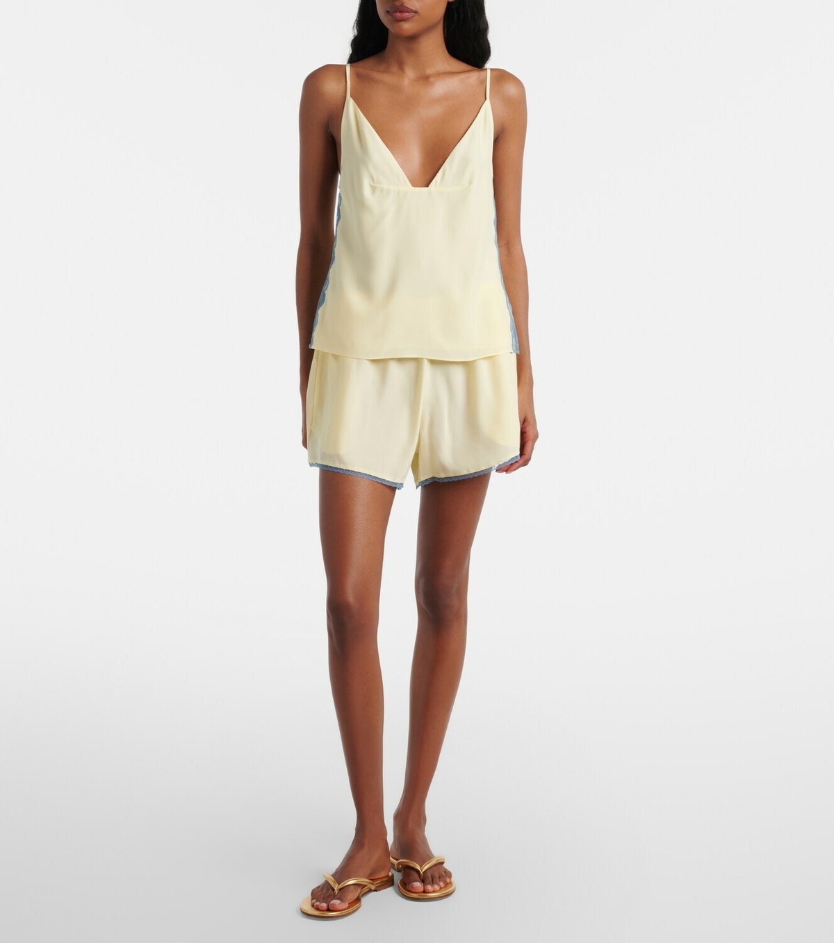 SIR Lace-trimmed silk shorts