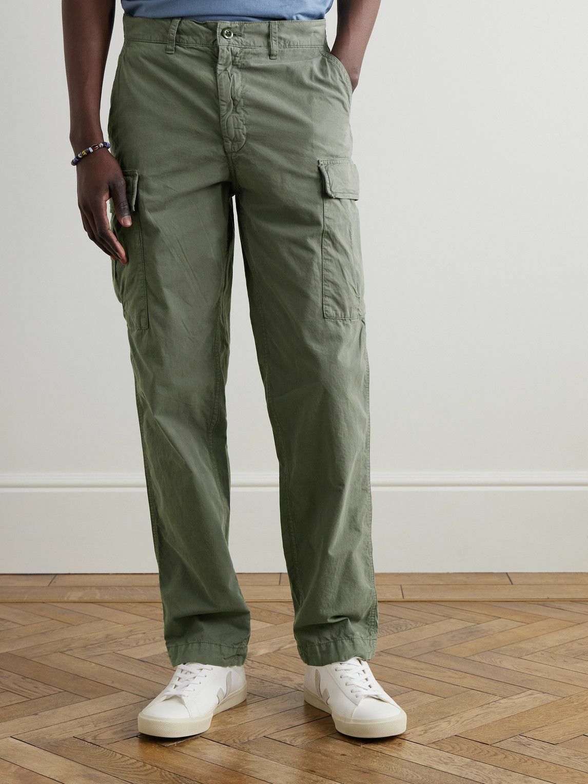 Hartford - Tapered Cotton-Drill Cargo Trousers - Green
