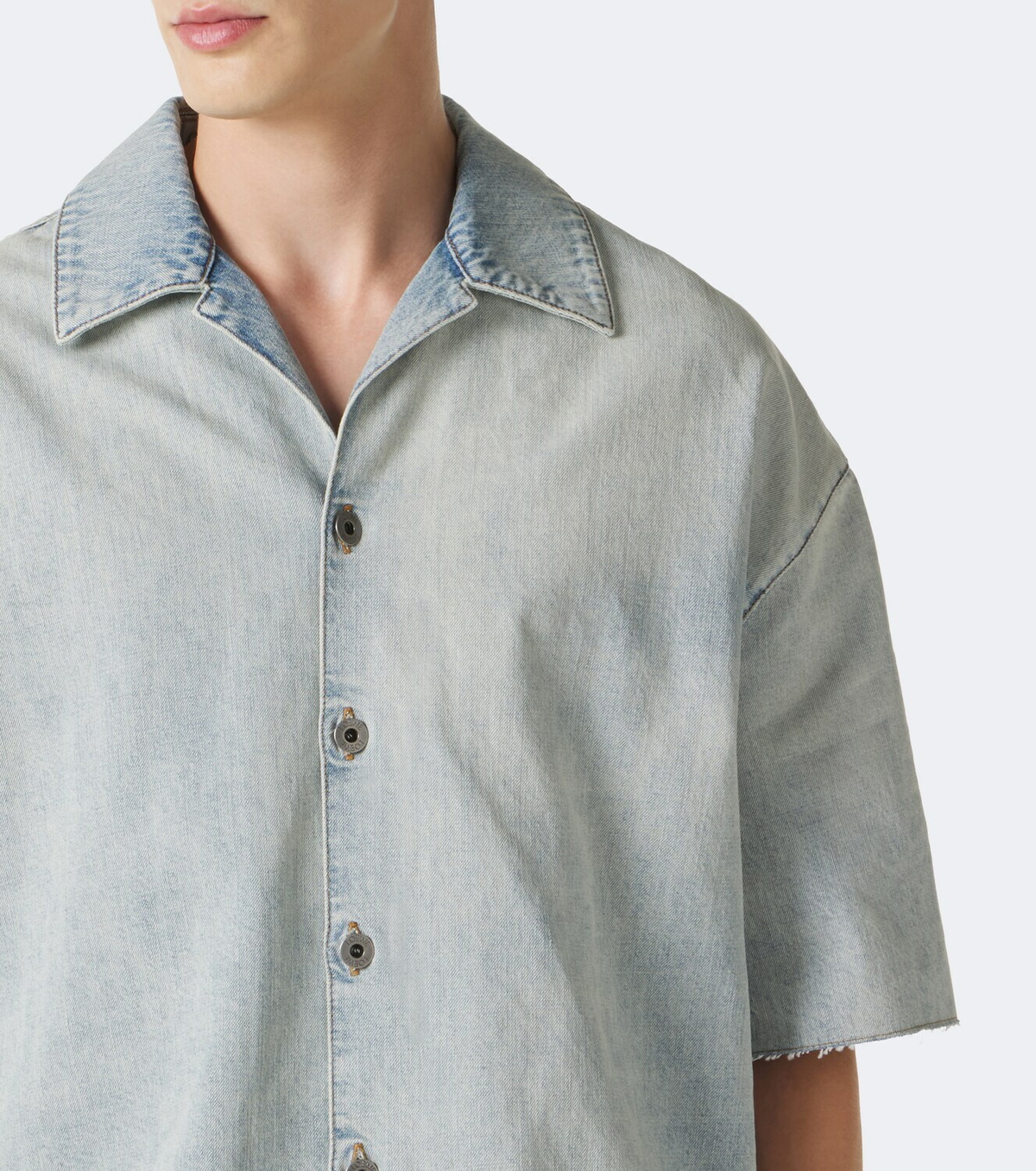 Loewe Anagram faded denim bowling shirt