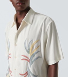 Commas Embroidered linen and cotton bowling shirt