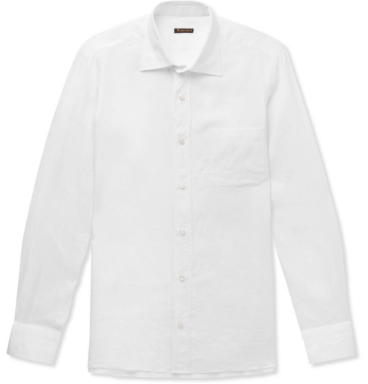 Photo: Rubinacci - Slim-Fit Cutaway-Collar Linen Shirt - Men - White