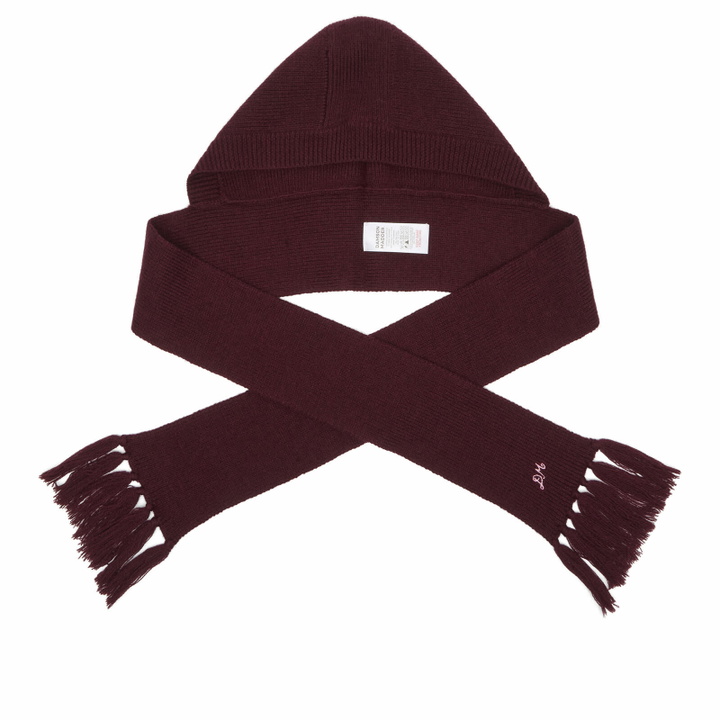 Photo: Damson Madder Women's Tassel Hooded Scarf in Burg 