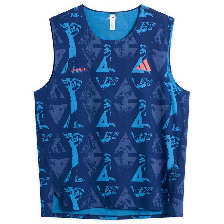 Photo: Adidas Running Men's adidas x Labrum Tank in Dark Blue Lucid Red