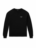 Balmain - Logo-Flocked Cotton-Jersey Sweatshirt - Black
