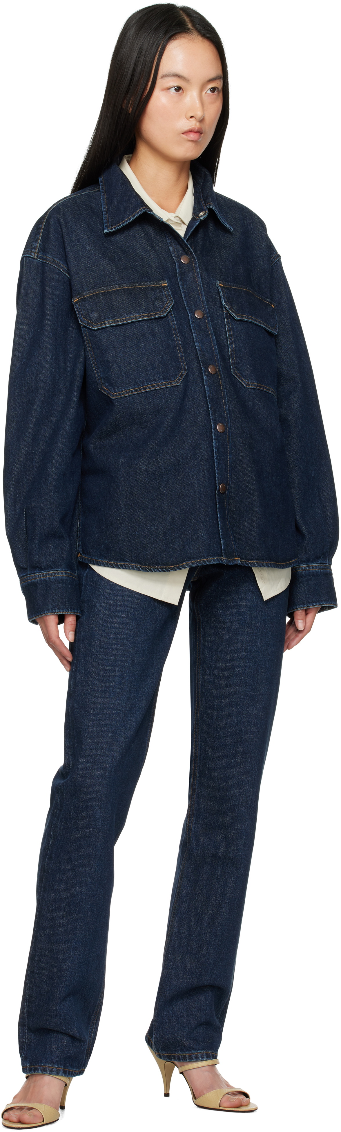 AGOLDE Navy Gwen Slice Denim Shirt