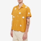 Bode Men's Daisy Rickrack Embroidered Vacation Shirt in Marigold