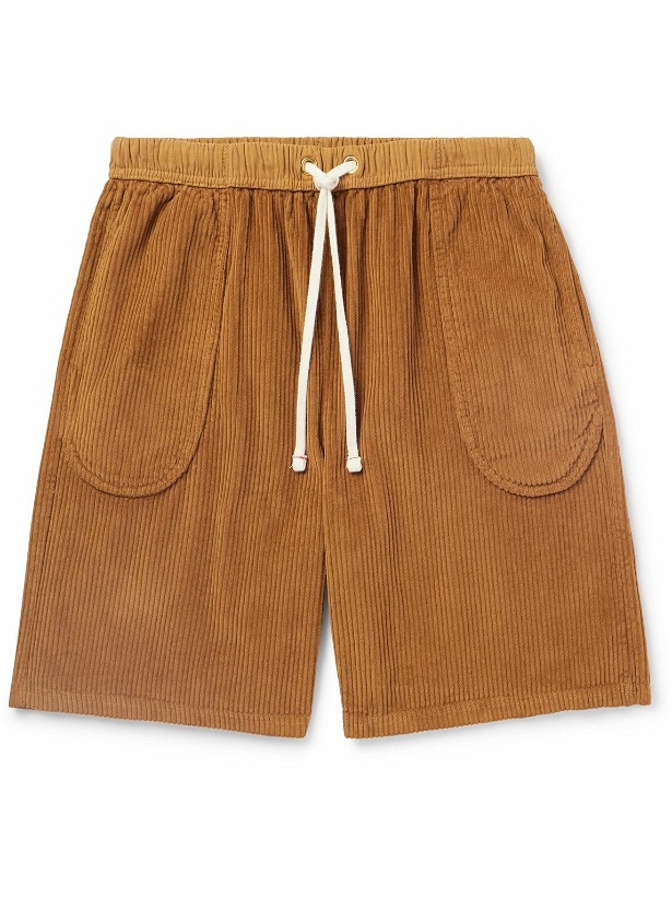 Photo: Les Tien - Invert Straight-Leg Cotton-Corduroy Drawstring Shorts - Brown