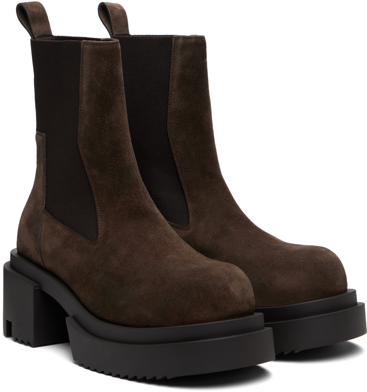 Rick Owens Brown Concordians Beatle Bogun Chelsea Boots