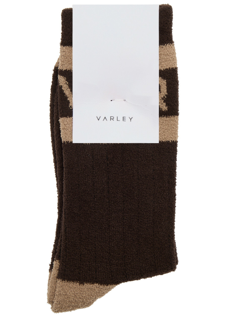 Varley Spencer Logo-intarsia Fleece Socks Brown