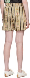 Bode Khaki Floret Brocade Shorts
