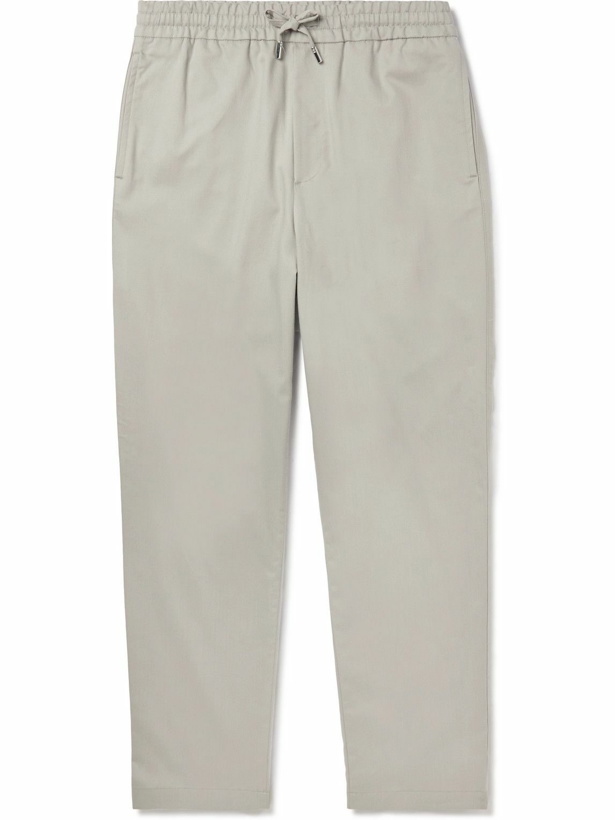 Photo: Mr P. - Tapered Lyocell-Blend Twill Drawstring Trousers - Gray