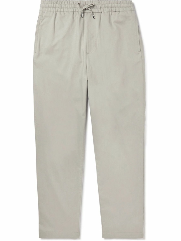 Photo: Mr P. - Tapered Lyocell-Blend Twill Drawstring Trousers - Gray