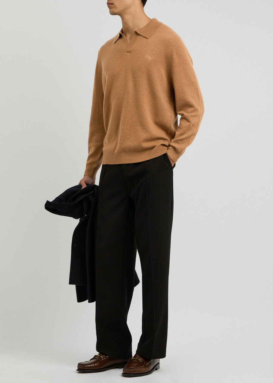 Percival Network Wool-blend Polo Jumper Orange