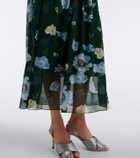 Erdem Floral draped silk voile midi dress
