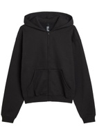 Skims Zip-up Cotton-blend Hooded Sweatshirt Black