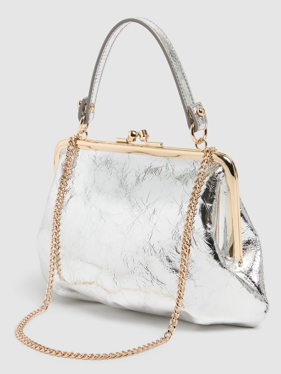VIVIENNE WESTWOOD Granny Frame Metallic Crinkled Purse Vivienne