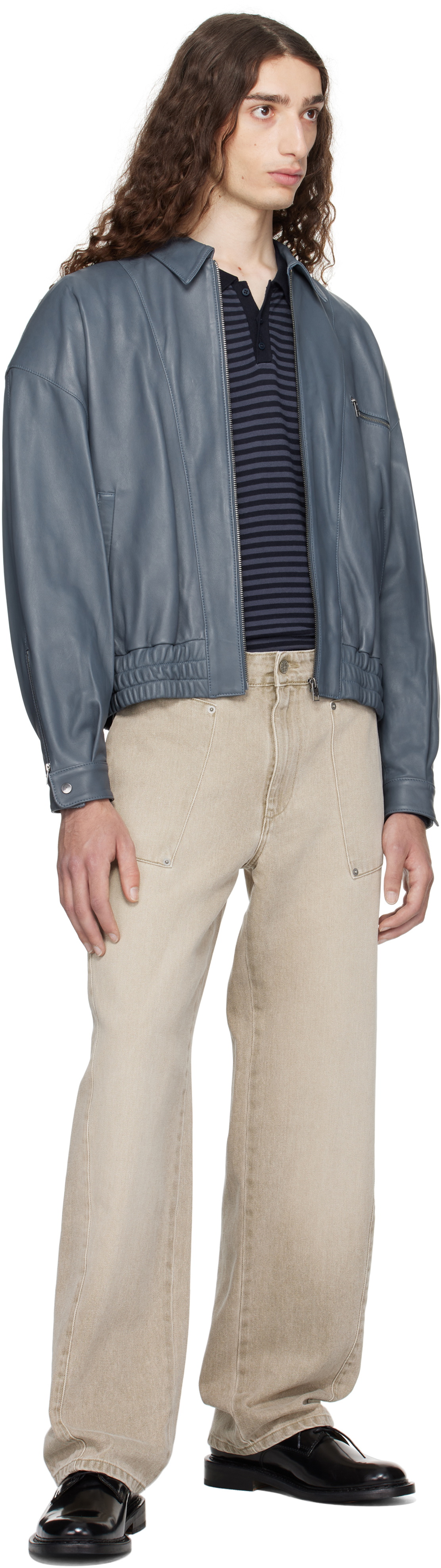 Paloma Wool Blue Lora Leather Jacket