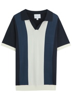 Raith Campi Colour Block Fine-knit Polo Shirt Navy
