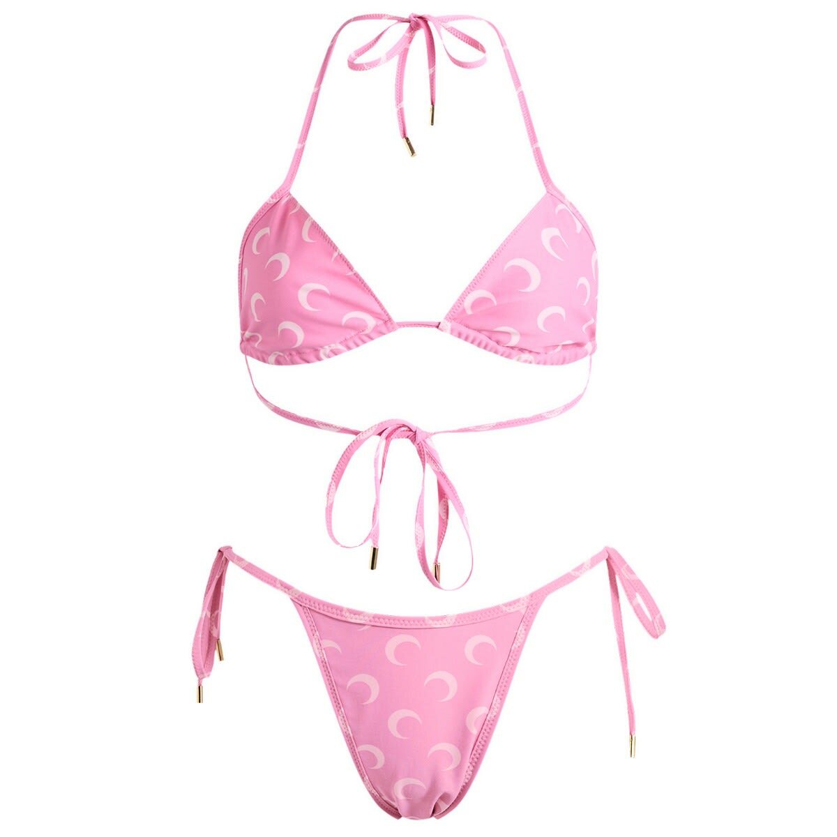 Marine Serre Women's Moon Printed Bikini Set in Pink