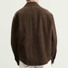 AMI Paris Men's Suede Buttoned Overshirt in Chocolat
