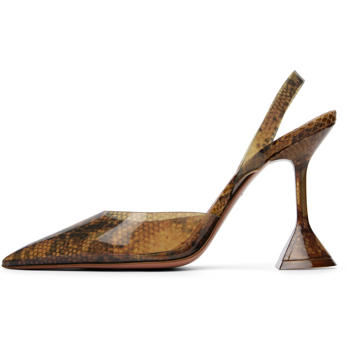 Amina Muaddi Brown Holli Glass Sling 95 Heels