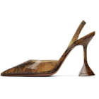 Amina Muaddi Brown Holli Glass Sling 95 Heels