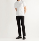 AMI PARIS - Logo-Embroidered Cotton-Piqué Polo Shirt - White
