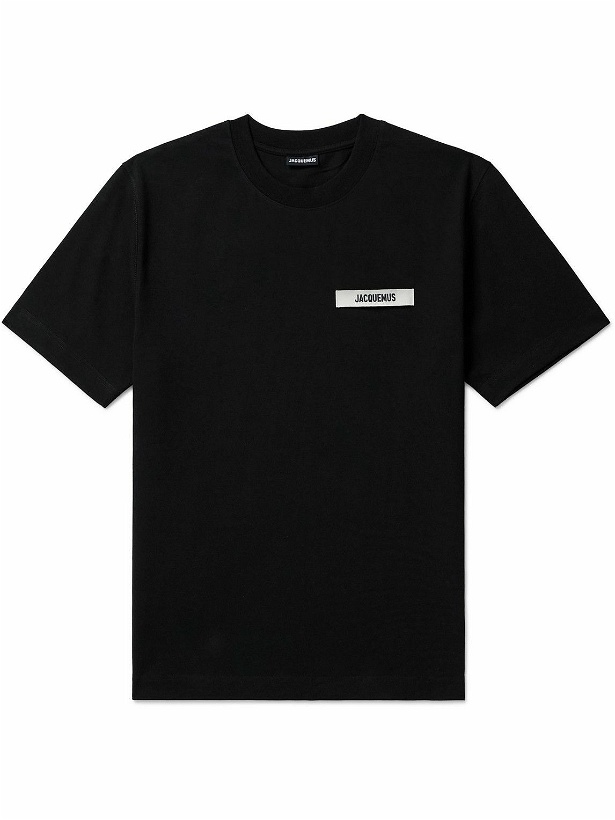 Photo: Jacquemus - Grosgrain-Trimmed Logo-Embroidered Cotton-Jersey T-shirt - Black