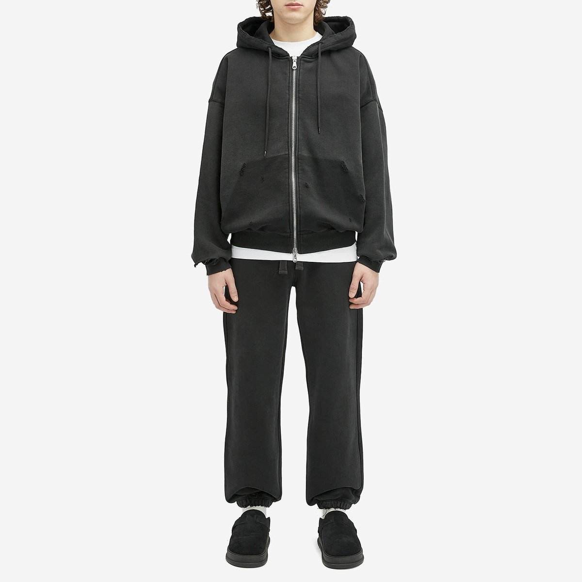 Cole Buxton Men's Distressed Sweat Pants in Washed Black