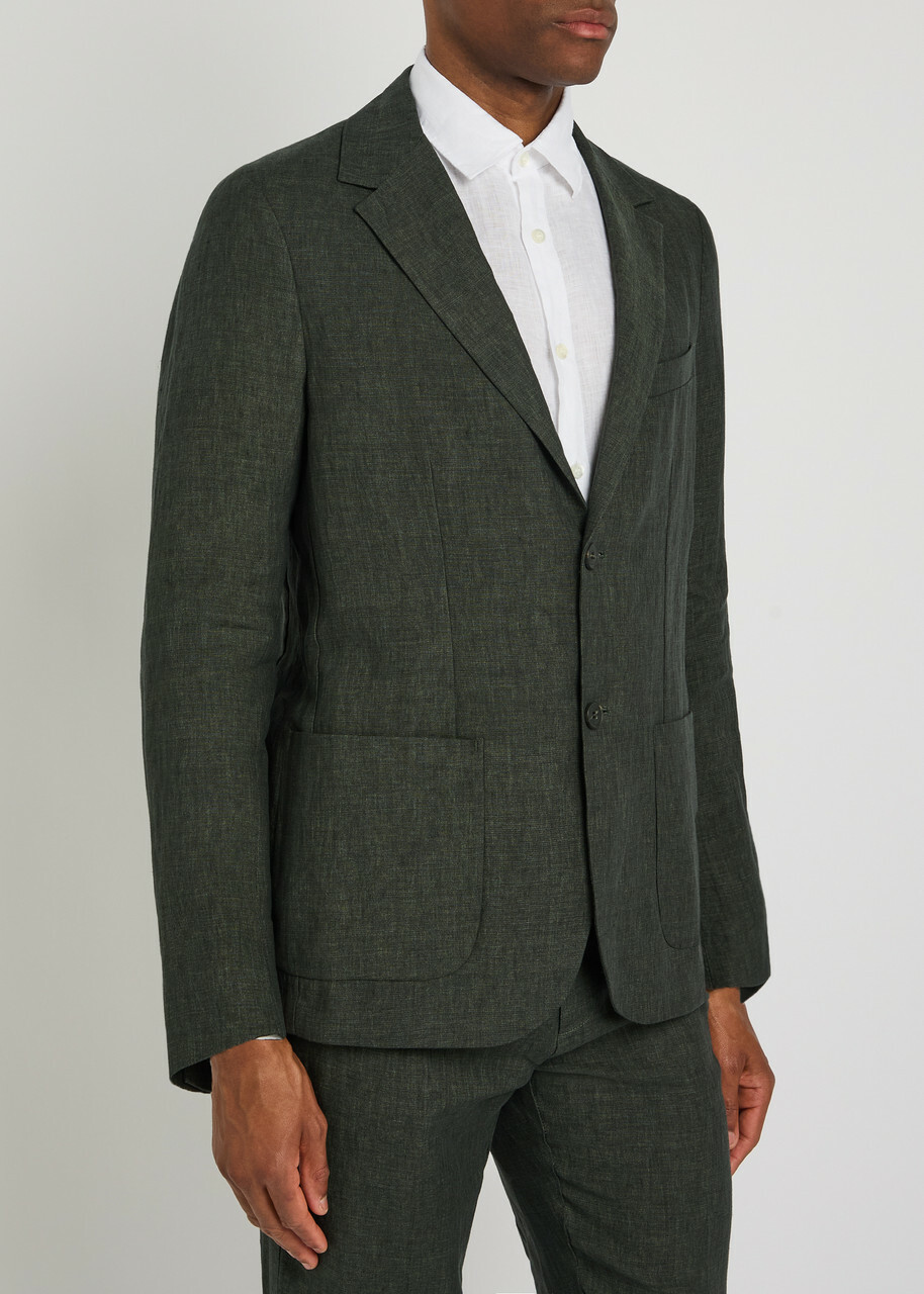 Sunspel Linen Blazer Dark Green