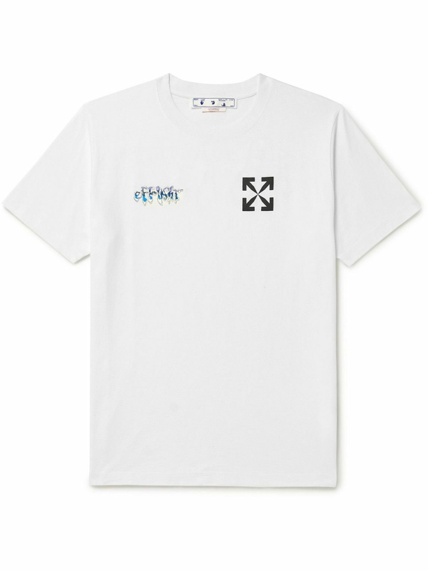 Photo: Off-White - Slim-Fit Logo-Print Cotton-Jersey T-Shirt - White