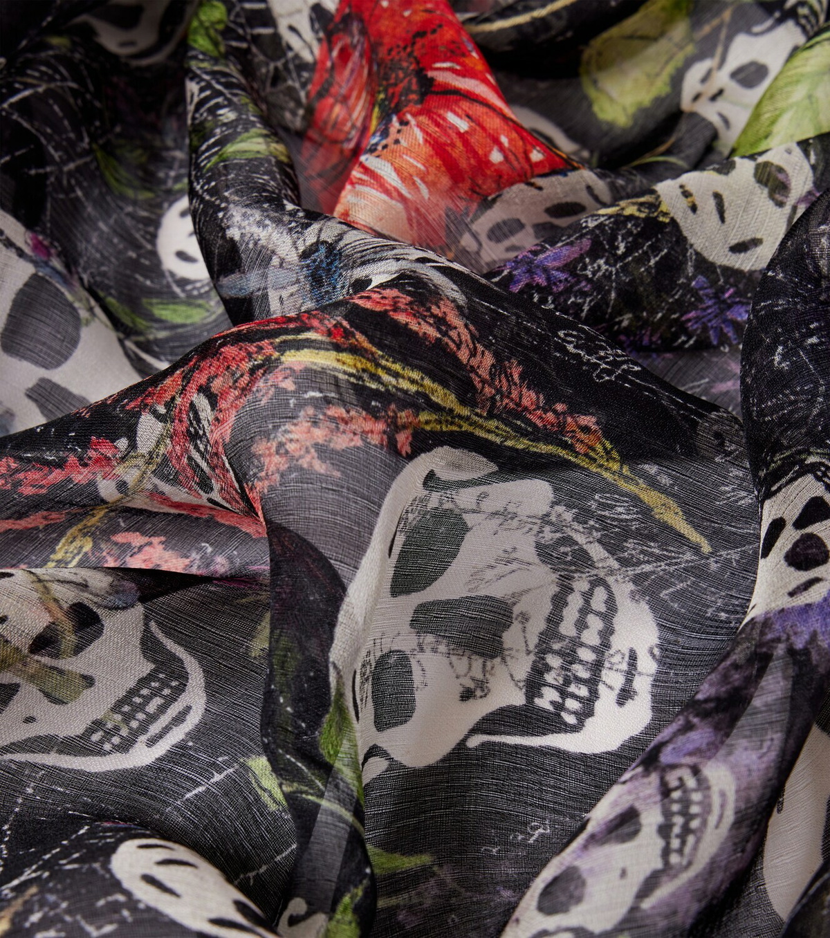 McQueen Skull silk chiffon scarf