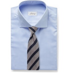 Brioni - Cutaway-Collar Herringbone Cotton Shirt - Blue