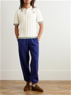 Casablanca - Striped Cotton-Blend Bouclé Polo Shirt - Neutrals