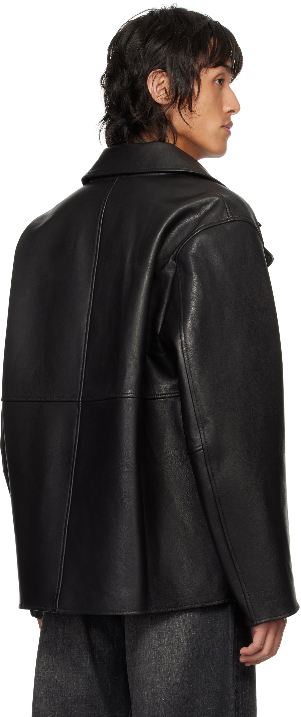 stein Black Short Bonded Reversible Leather Jacket