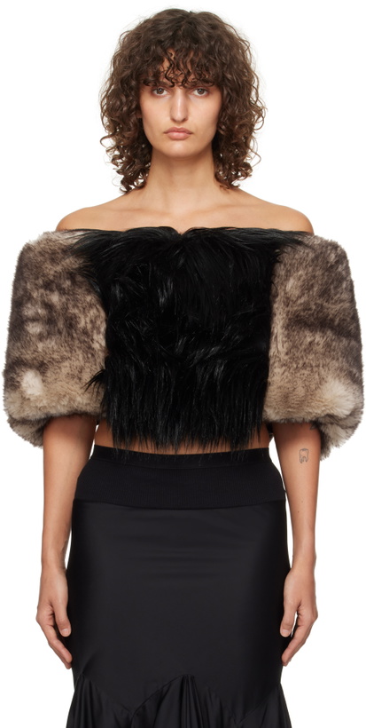 Photo: VAQUERA Brown & Black Shrug Faux-Fur Cardigan