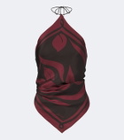 SIR Printed silk satin scarf top
