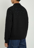 Vowels Open-knit Cotton and Cashmere-blend Cardigan Black