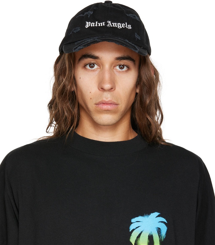 Photo: Palm Angels Black Ripped Logo Cap