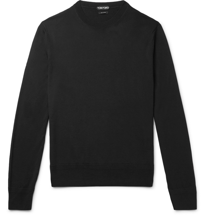 Photo: TOM FORD - Slim-Fit Merino Wool Sweater - Black