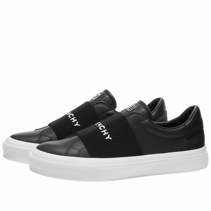Photo: Givenchy Men's City Court Elastic Logo Sneakers in Black/Black
