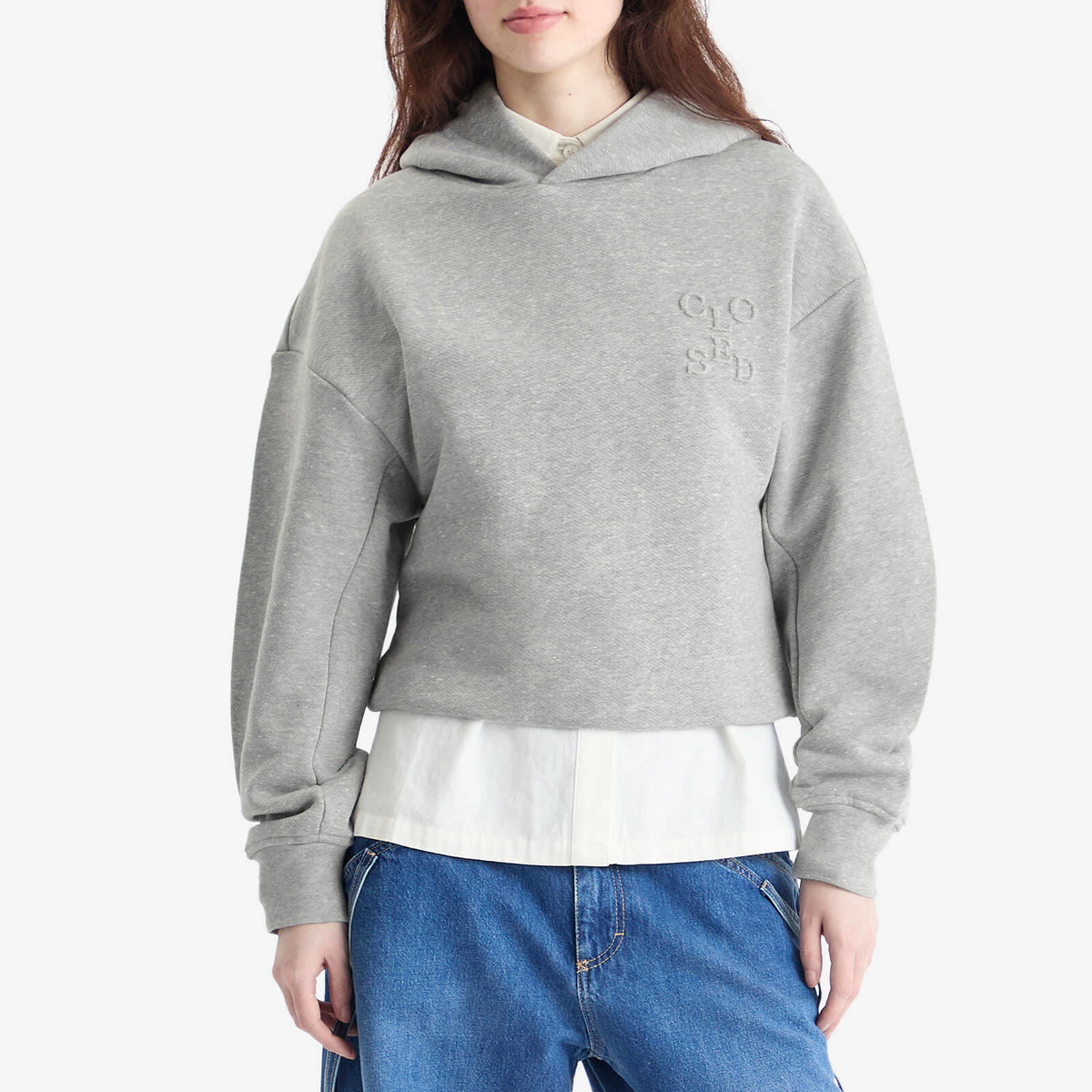 Closed Women's Folded Hem Hoodie in Light Grey Melange