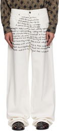 Glass Cypress White Swirly Text Jeans