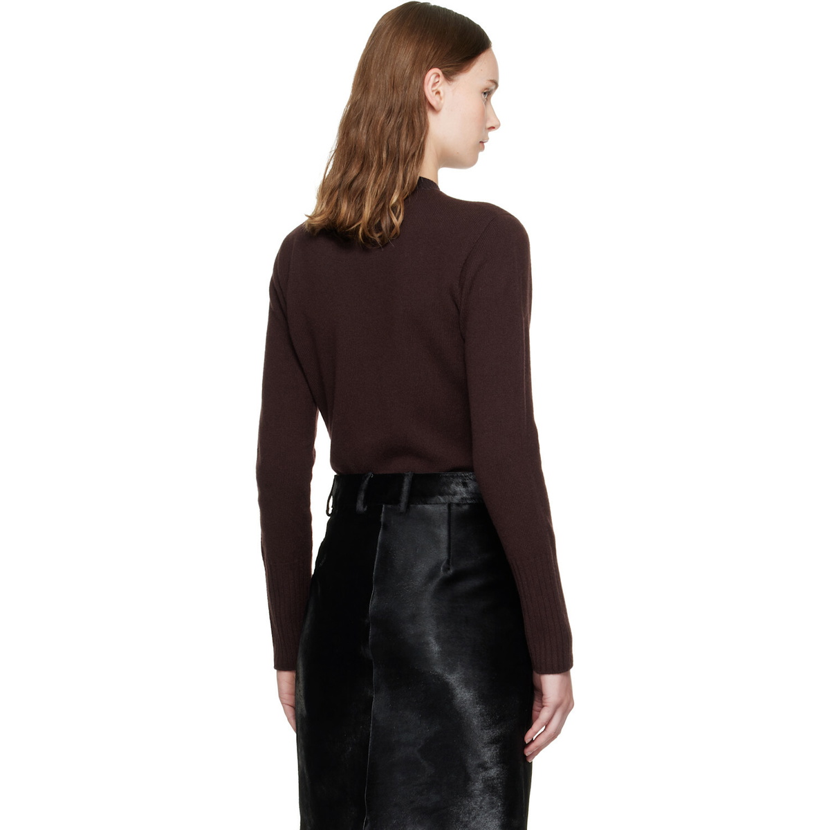 Courrèges Brown Lambswool Fitted Crewneck Sweater