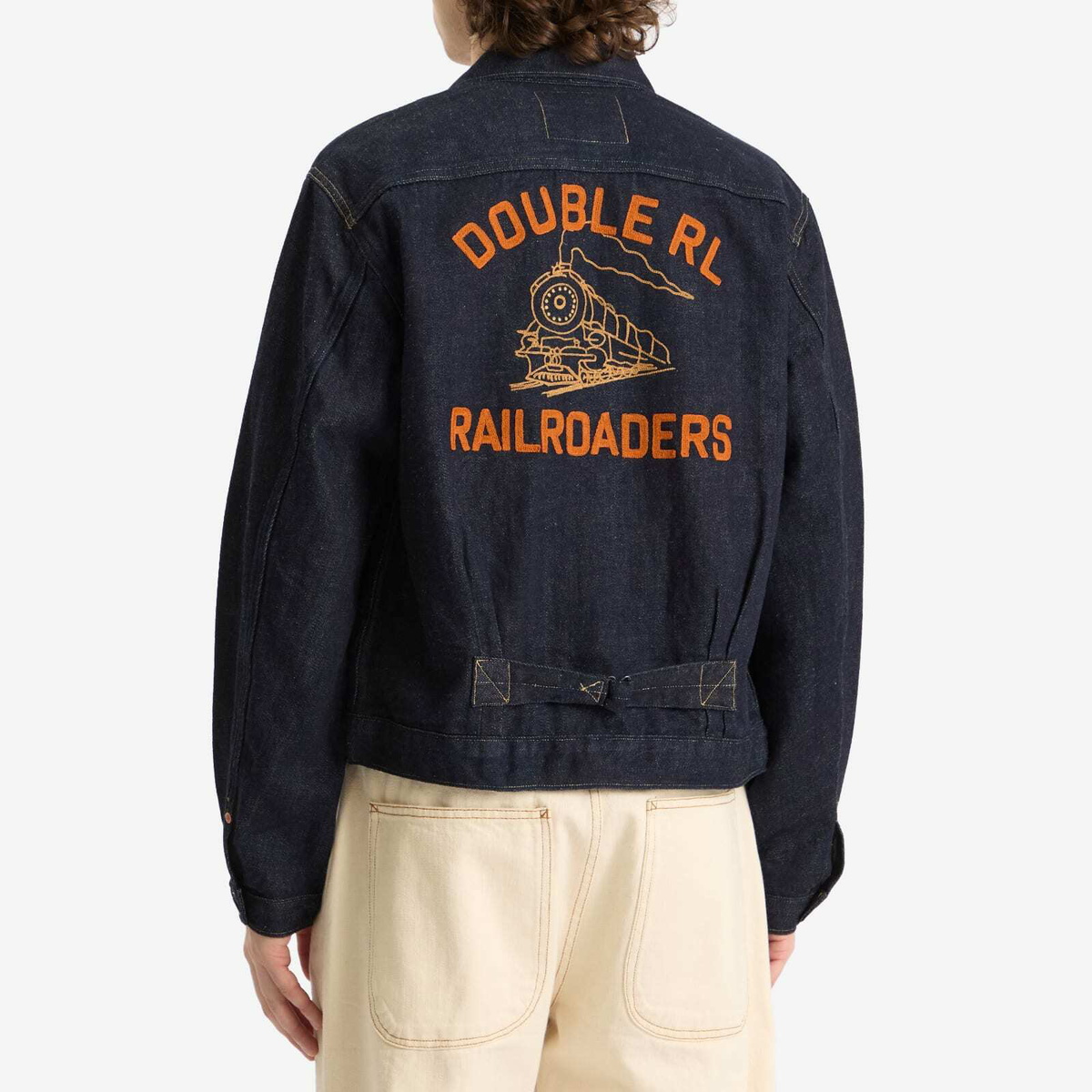 RRL Men's Dockman Chain Stitch Trucker Jacket in Rinse RRL