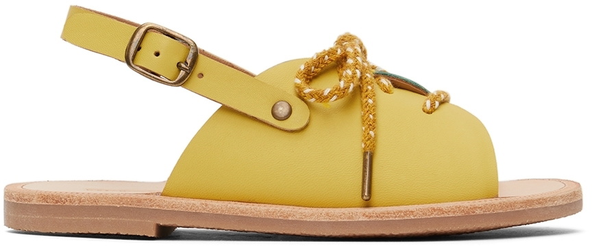 Misha & Puff Kids Yellow & Green Lace-Up Sandals