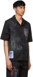 MCQ Black Bruised Tie-Dye Casual Short Sleeve Shirt