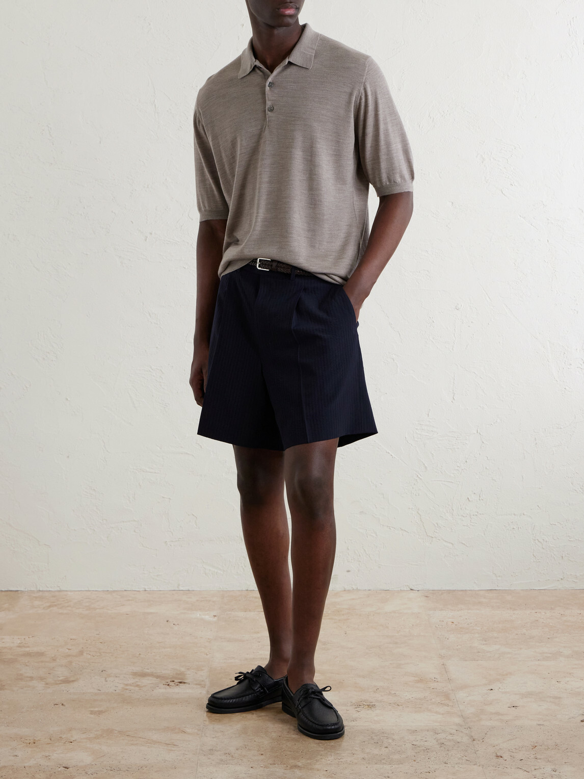 William Lockie - Merino Wool Polo Shirt - Brown