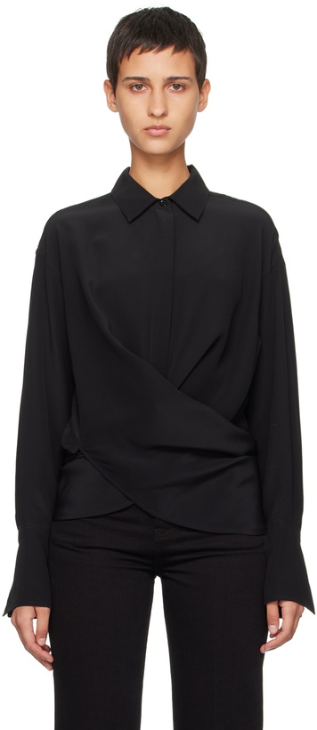 Photo: Victoria Beckham Black Wrap Front Blouse